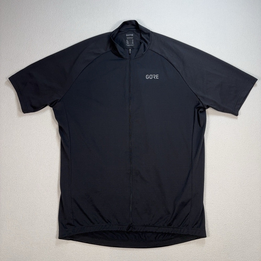 Gore Full Zip Cycling Jersey Men's XL Black Back Pockets Stretch